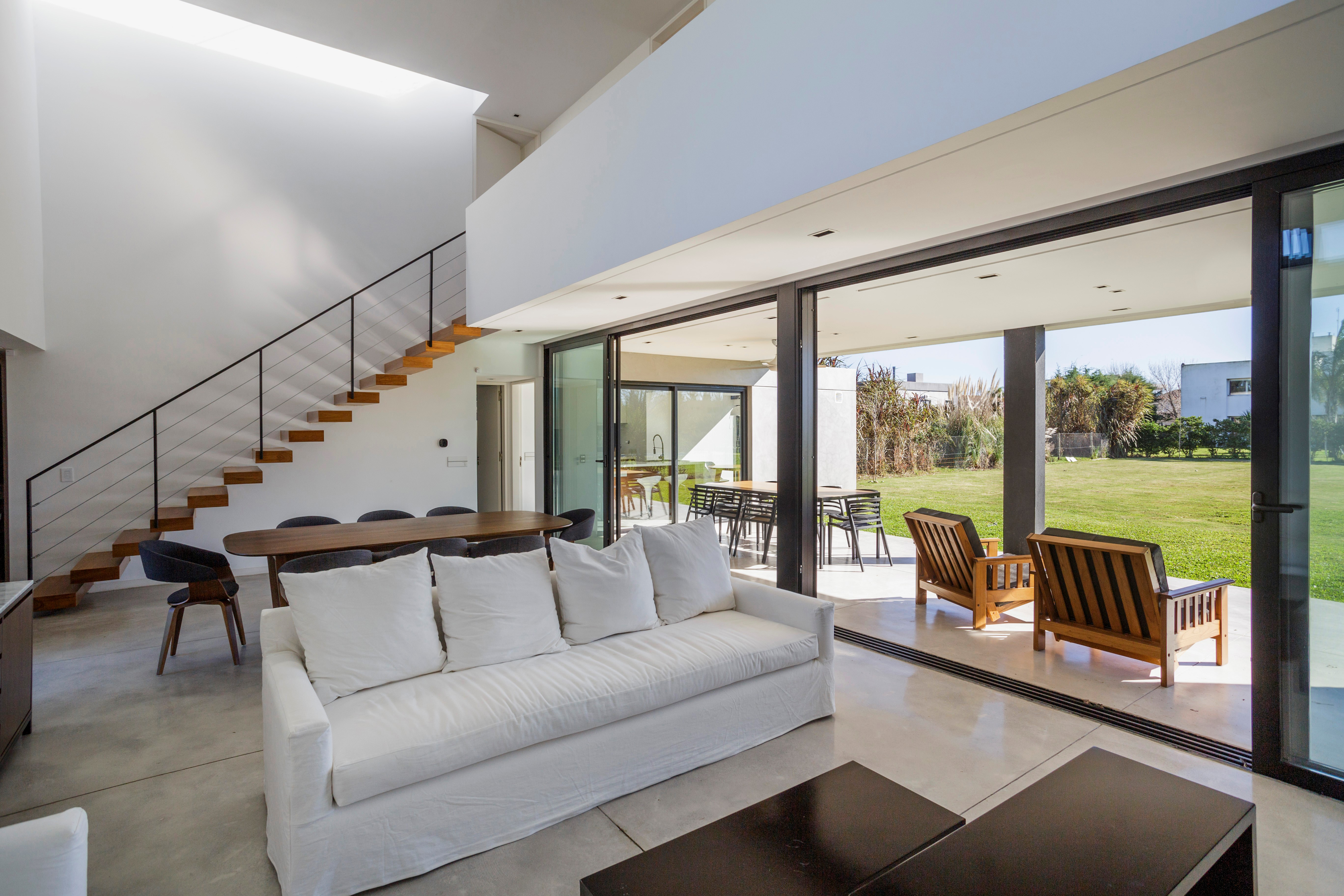 living room interior. large sliding doors to outside area