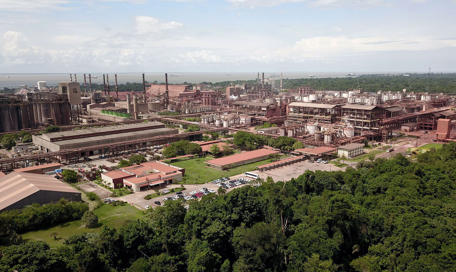 a city with trees and buildings