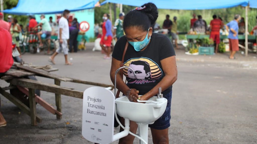 a person using a bucket