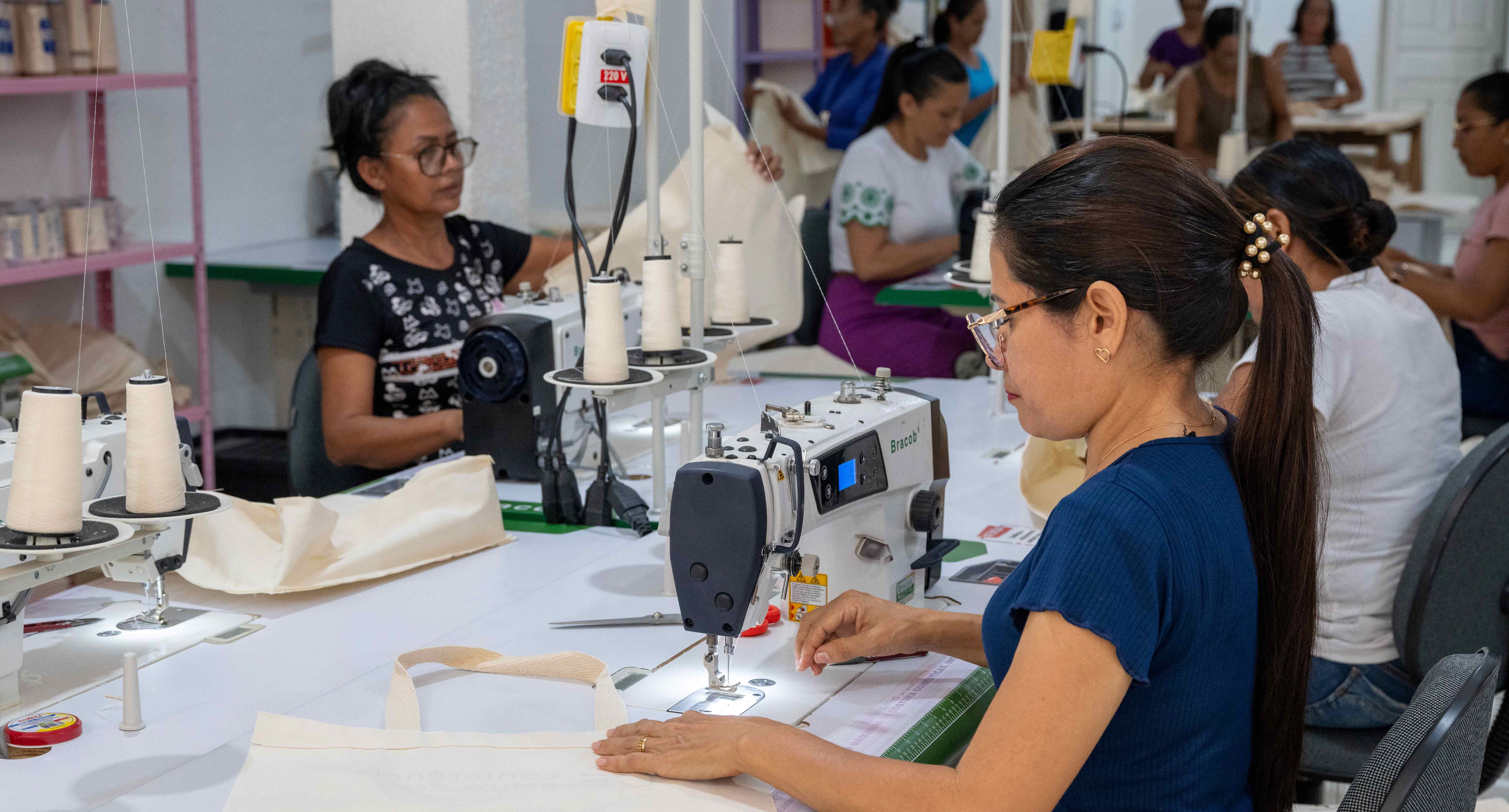 a group of women working at a table
