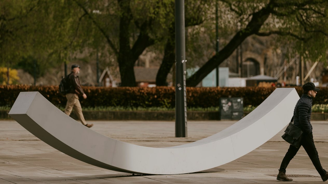 a man walking on a ramp