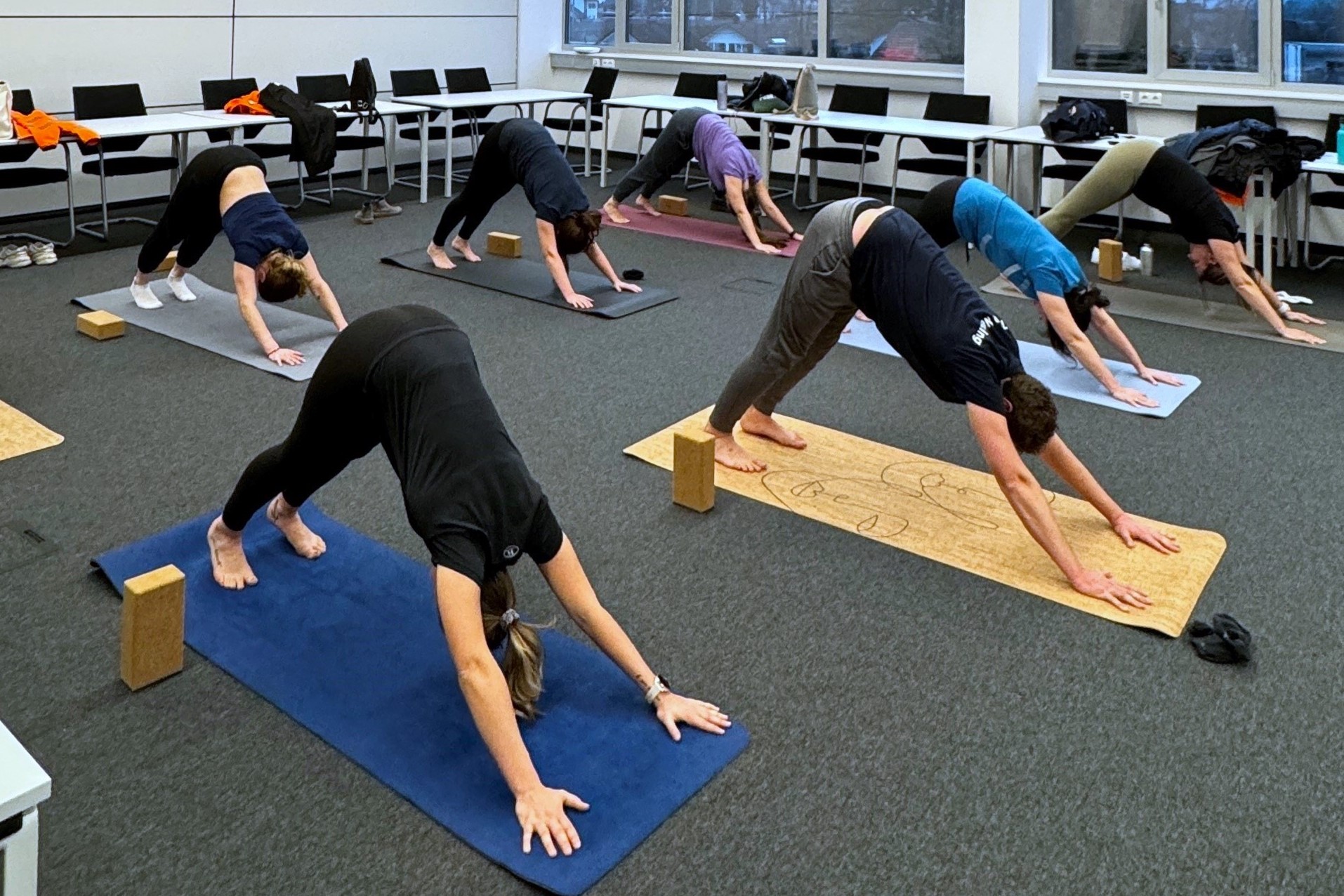 a group of people doing yoga